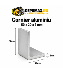Cornier aluminiu 50 x 20 x 3 mm, 6 metri (EN AW-6060)